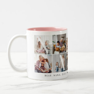 Best Nana Ever, 10 Photo Grid Gift for Grandma Two-Tone Coffee Mug