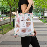 BEST NANA EVER 8 Photo Collage Pink Floral Custom Tote Bag<br><div class="desc">Create a photo memory keepsake tote bag for the proud BEST NANA EVER (or your custom title) to show off her grandchild or grandkids' pictures utilising this easy-to-upload photo collage template with 8 pictures accented with watercolor blush pink, white and rose coloured peony flowers and grey editable text on your...</div>