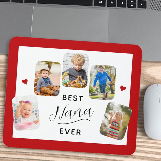 Best Nana Ever Calligraphy 5 Photo Red Mouse Mat (Creator Uploaded)