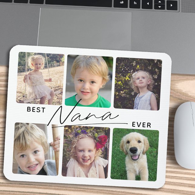 Best Nana Ever Calligraphy 6 Photo Collage Mouse Mat (Creator Uploaded)