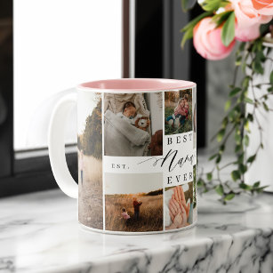 Best Nana Ever   Elegant Script 8 Photo Collage Two-Tone Coffee Mug