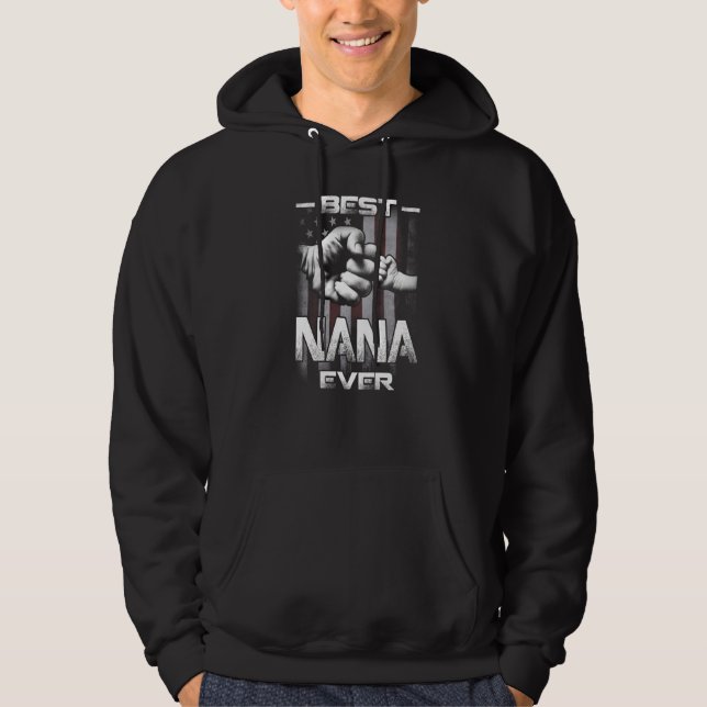 Best Nana Ever Fist bump USA Flag Mother's Day Hoodie (Front)