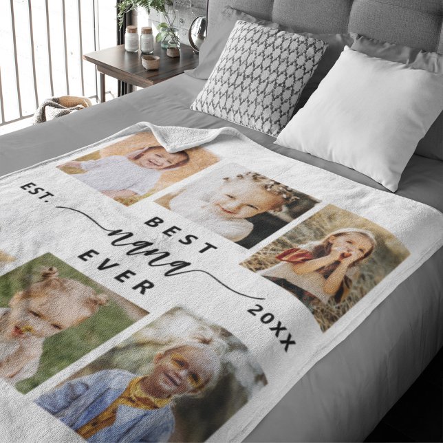 Best NaNa Ever - Grandchildren Photo Collage Fleece Blanket (Creator Uploaded)