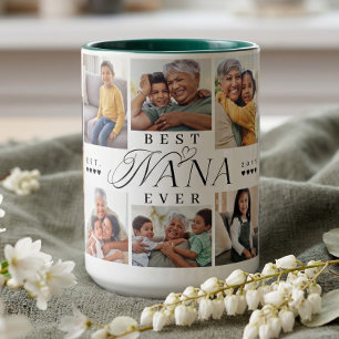 Best Nana Ever Personalised 8 Photo Collage Gift Two-Tone Coffee Mug