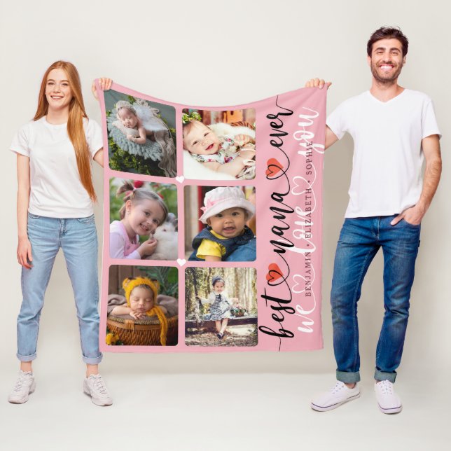 Best Nana Ever Photo Collage Fleece Blanket (In Situ)