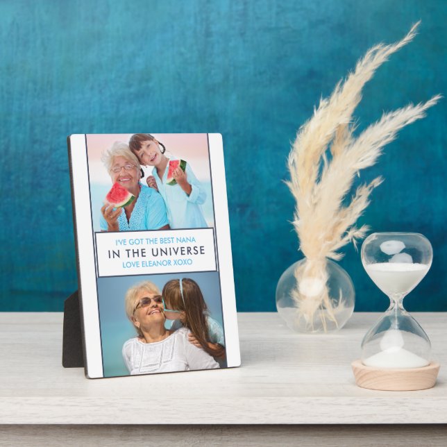 Best Nana in the Universe - Personalised Two Photo Plaque (Side)