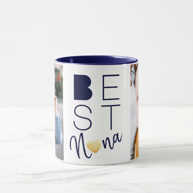 Best Nana Navy Blue Two Photo Mug (Center)