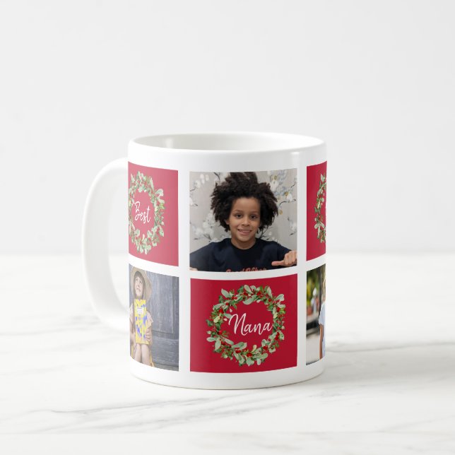 Best Nana Photo Collage Christmas Coffee Mug (Front Left)