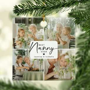 Best Nanny Ever 4 Photo Collage Personalised Ceramic Ornament