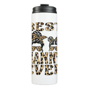Best Nanny Ever Leopard Plaid Mother's Day T-Shirt Thermal Tumbler