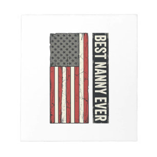 Best Nanny Ever Patriotic Vintage Flag Shirt Desig Notepad