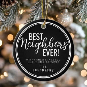 Best Neighbors Ever Modern Black and White Ceramic Tree Decoration