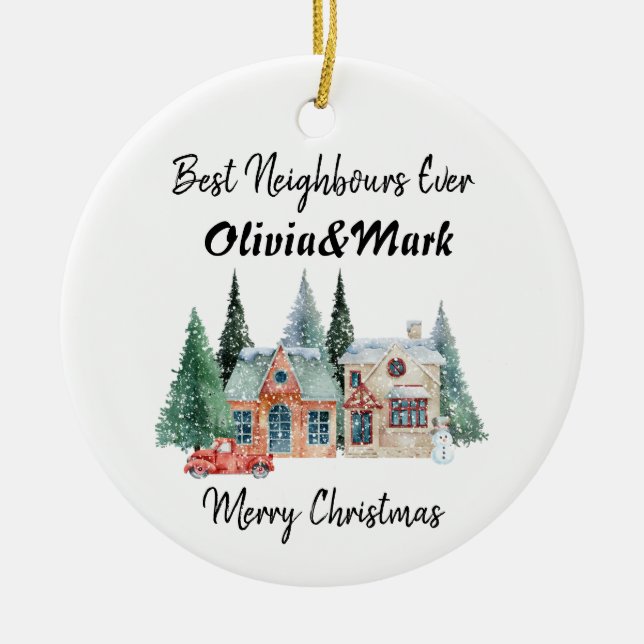 Best Neighbours Ever Ceramic Tree Decoration (Front)