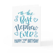 Best Nephew Ever 21st Birthday Typography in Blue