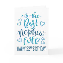 Best Nephew Ever 22nd Birthday Typography in Blue