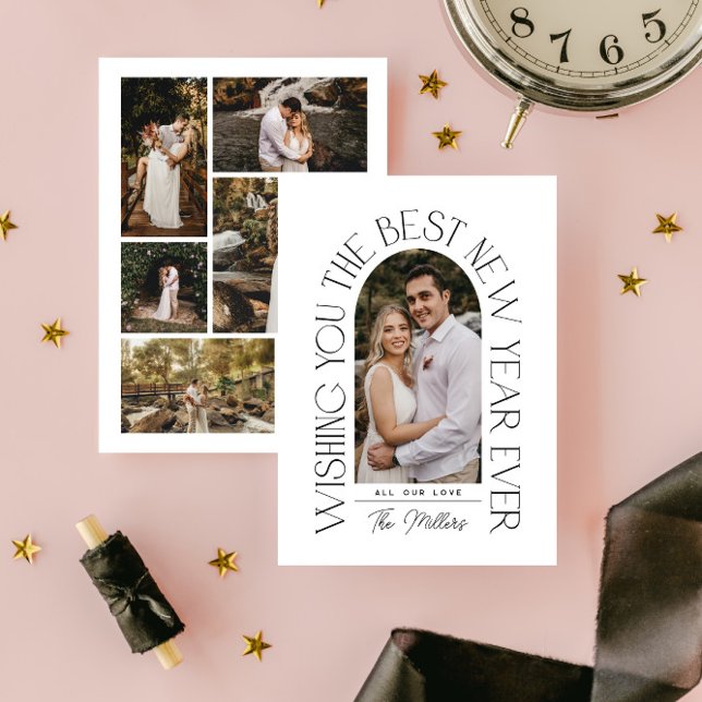 Best New Year Ever | Modern Minimalist Arch Photo Holiday Card (Creator Uploaded)