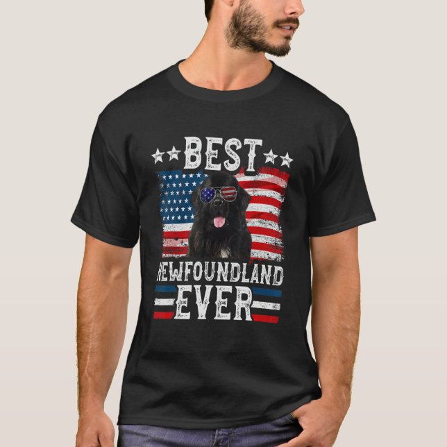 Best Newfoundland Ever American Flag 4th Of July T-Shirt (Front)