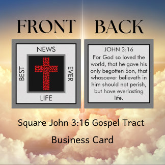 Best News Ever John 3:16 Gospel Tract Square Business Card