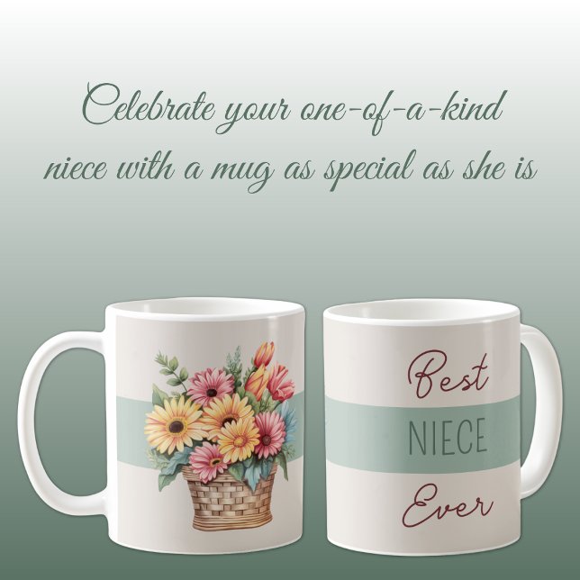 Best niece ever gerbera flowers green coffee mug (Creator Uploaded)