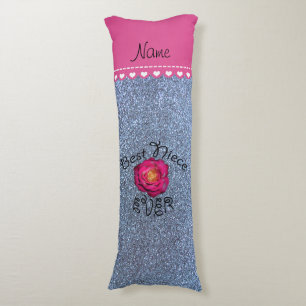 Best niece ever pink rose pastel blue glitter body cushion