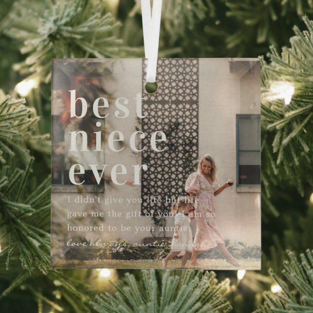 Best Niece Ever | Quote & Photo Gift Glass Tree Decoration (Insitu)