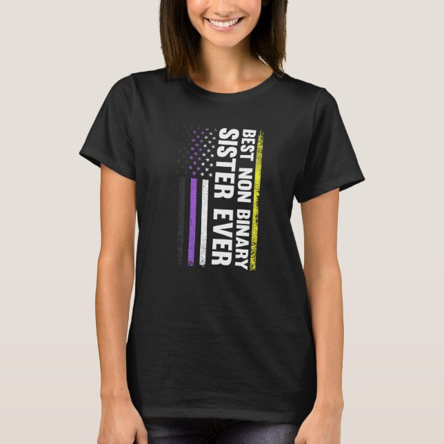 Best Non Binary Sister Ever Nonbinary Flag Pride M T-Shirt (Front)