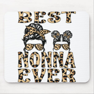 Best Nonna Ever Leopard Plaid Mother's Day T-Shirt Mouse Mat
