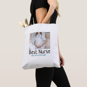 Best nurse add photo name text medical doctor hosp tote bag