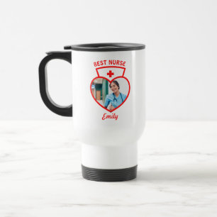 Best Nurse Cute Birthday Gift Add Your Photo Name Travel Mug