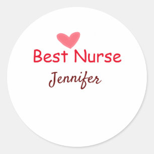 Best nurse ever add name text hospital medical sta classic round sticker
