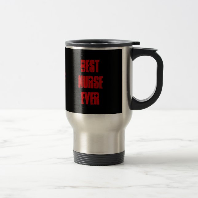 Best Nurse Ever Black Red Travel Mug (Right)