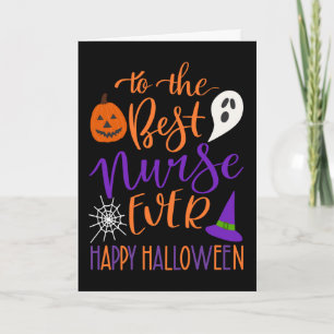 Best Nurse Ever Halloween in Orange and Purple Card