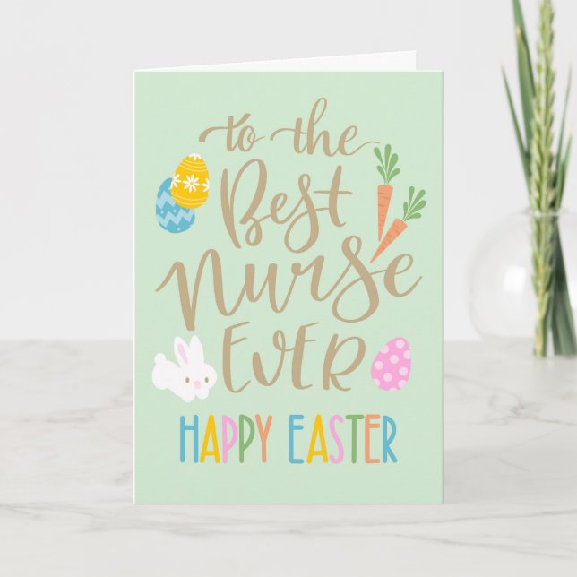 Best Nurse Ever Happy Easter Typography Card (Front)