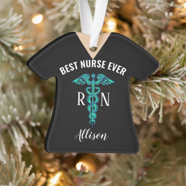 Best Nurse Ever Medical Caduceus Personalised Ornament (Tree)