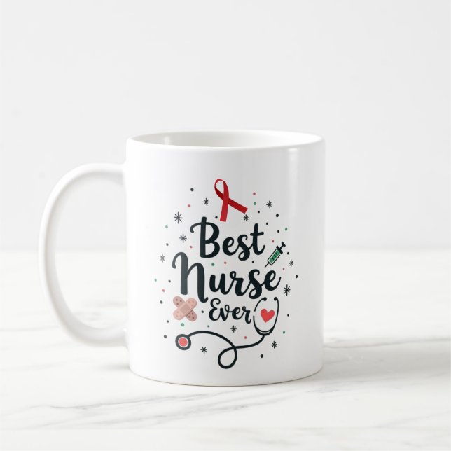 Best Nurse Ever – Personalised Name Coffee Mug (Left)