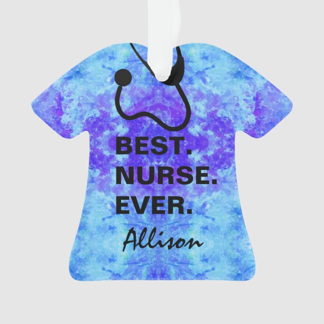 Best Nurse Ever Stethoscope Scrub Top Custom Ornament (Front)