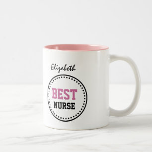 Best Nurse Modern Circle Custom Name V02EN Two-Tone Coffee Mug