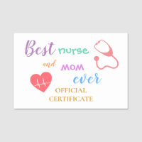 Best Nurse Mother's Day Official Certificate