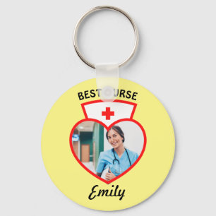 Best Nurse Personalised Gift Add Your Photo & Name Key Ring