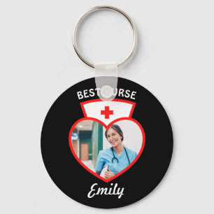 Best Nurse Personalised Gift Add Your Photo & Name Key Ring