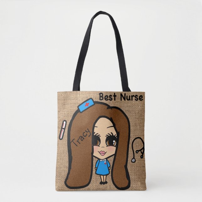 Best Nurse Tote - Personalised Caricature Named (Front)