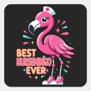 Best Nursemingo Ever Nurse Flamingo Lover Square Sticker