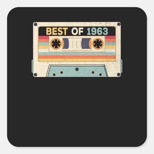 Best Of 1963 Birthday Cassette Tape Square Sticker (Front)