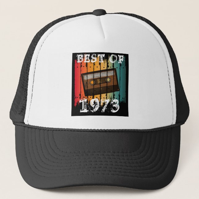 BEST OF 1973 CUSTOM VINTAGE CASSETTE TAPE  TRUCKER HAT (Front)