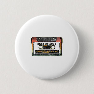 Best Of 1973 Vintage Cassette Funny Birthday Gift 6 Cm Round Badge