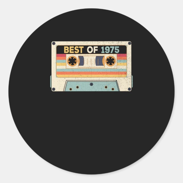 Best Of 1975 Birthday Cassette Tape Classic Round Sticker (Front)