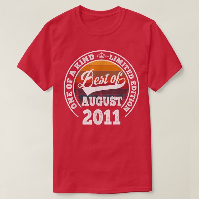 Best Of August 2011 11th Birthday Gift For 11 Year T-Shirt (Design Front)