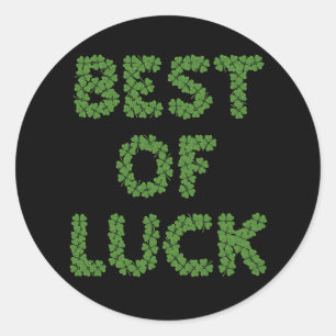 Best of Luck Clovers Greeting Classic Round Sticker