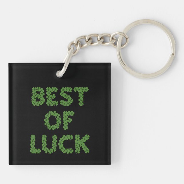 Best of Luck Clovers Greeting Key Ring (Back)