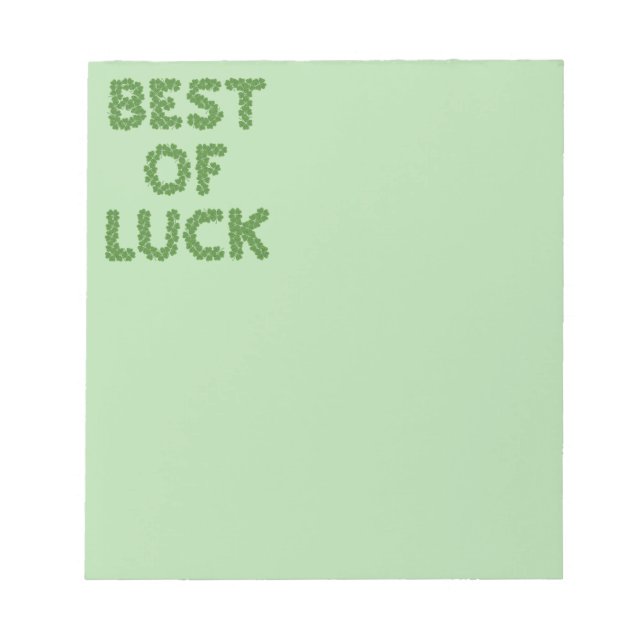 Best of Luck Clovers Greeting Notepad (Front)
